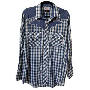 Vintage Kenny Rogers Western Collection by Karman Gingham Pearl Snap Roper Shirt